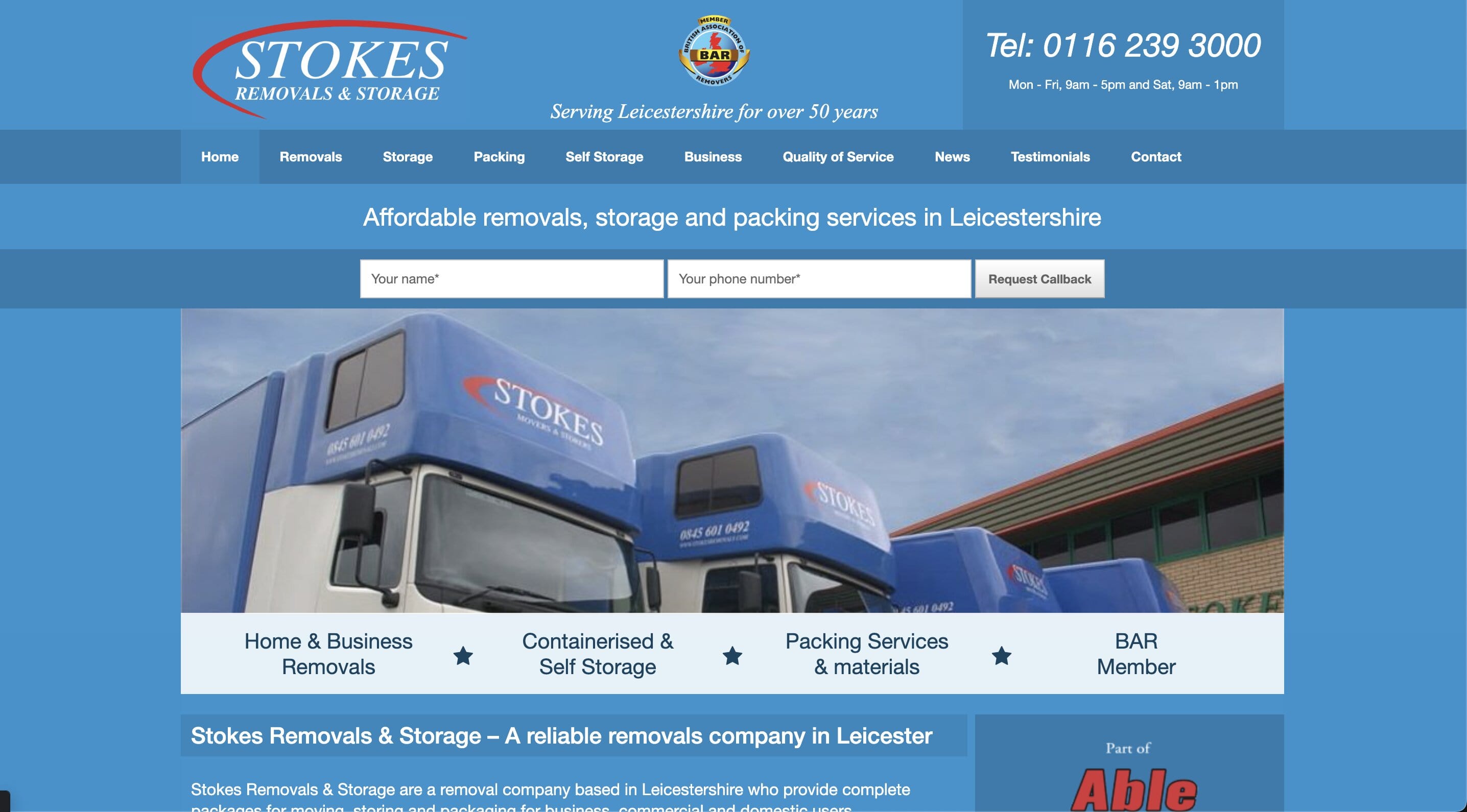 Stokes Removals new homepage