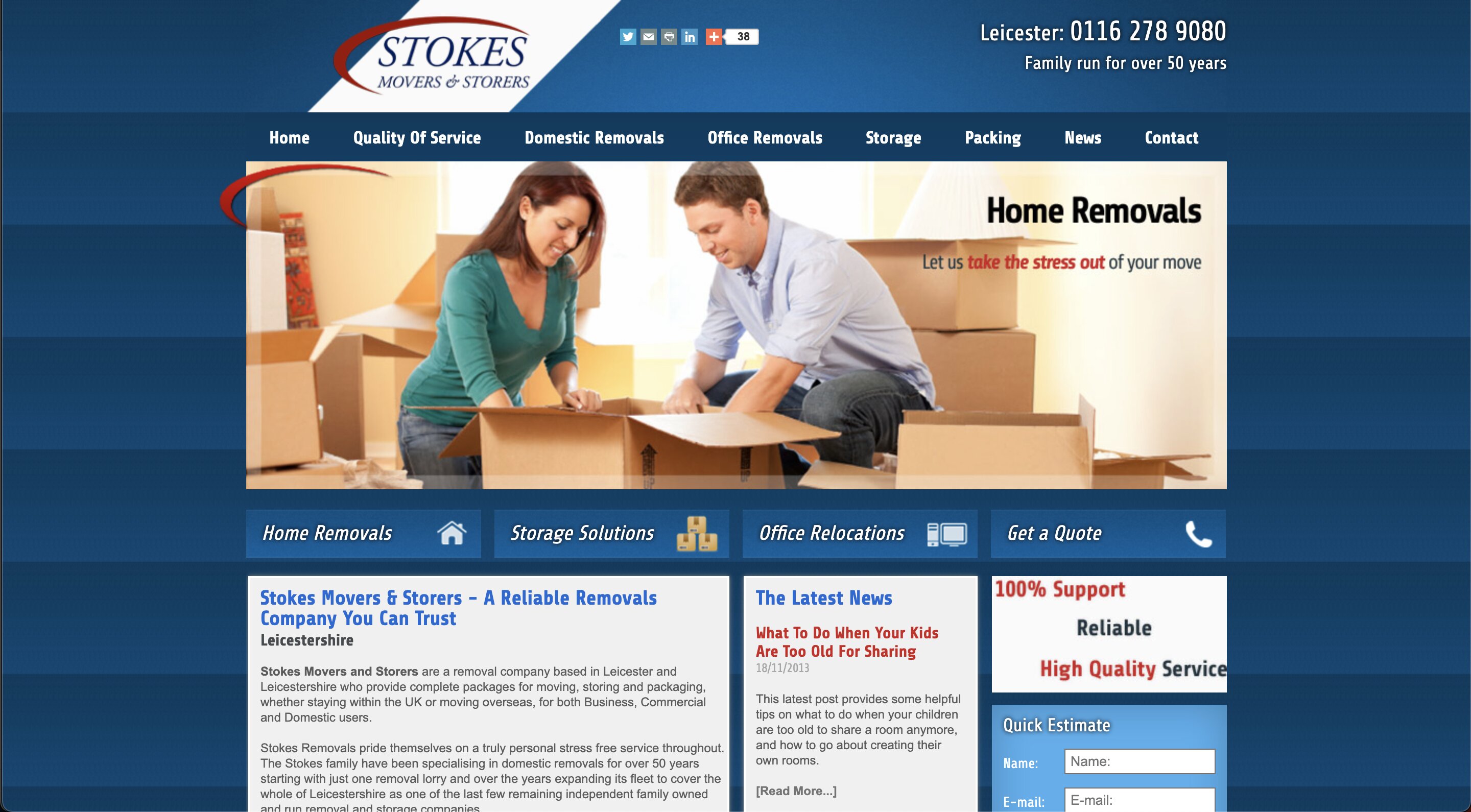 Stokes Removals old homepage